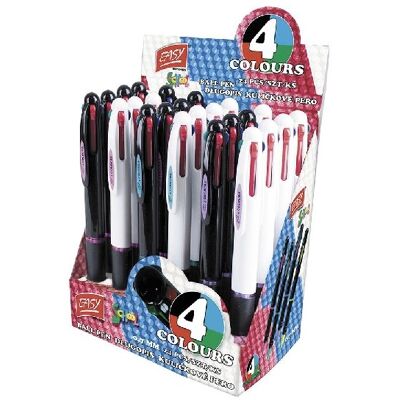 Easy Długopis automatyczny, 4 kolory, 24 sztuki Easy Długopis automatyczny, 4 kolory, 24 sztuki