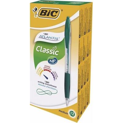 Długopis BIC Atlantis Classic zielony zestaw 12 sztuk w etui kartonowym Długopis BIC Atlantis Classic zielony zestaw 12 sztuk w etui kartonowym