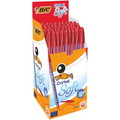 Długopis Czerwony Bic Cristal Soft Pudełko 50Szt Długopis Czerwony Bic Cristal Soft Pudełko 50Szt