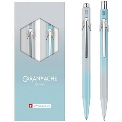 CARAN D'ACHE Długopis + ołówek Blue Lagoon błękitno-szary CARAN D'ACHE Długopis + ołówek Blue Lagoon błękitno-szary