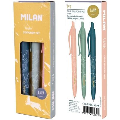 Długopis P1 Lava 3szt Niebieski Milan Długopis P1 Lava 3szt Niebieski Milan