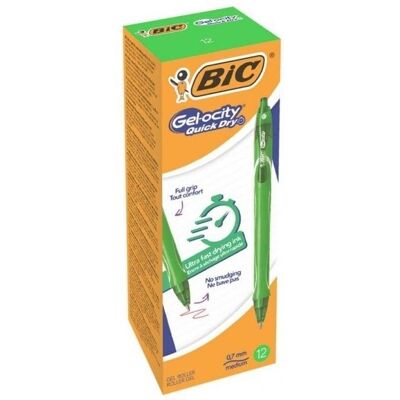 Długopis żelowy BIC Quick Dry 0,7 mm zielony zestaw 12 sztuk Długopis żelowy BIC Quick Dry 0,7 mm zielony zestaw 12 sztuk