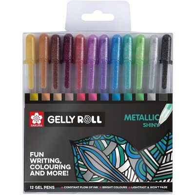Długopisy żelowe Sakura Gelly Roll Metallic, 12 sztuk Długopisy żelowe Sakura Gelly Roll Metallic, 12 sztuk