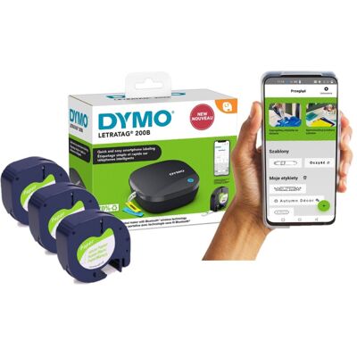 Drukarka Dymo LetraTag LT200B + 3 TAŚMY 59421 /białe papierowe 12mm Zestaw Drukarka Dymo LetraTag LT200B + 3 TAŚMY 59421 /białe papierowe 12mm Zestaw