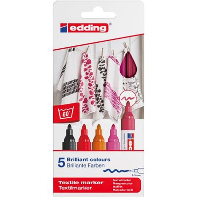 Edding, 4500 markery do tekstyliów zestaw 5 szt. mix kolorów 'warm' Edding, 4500 markery do tekstyliów zestaw 5 szt. mix kolorów 'warm'