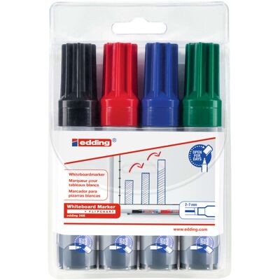 Edding, markery do tablic suchoscieralnych 365, kolorowe, 4 szt. Edding, markery do tablic suchoscieralnych 365, kolorowe, 4 szt.