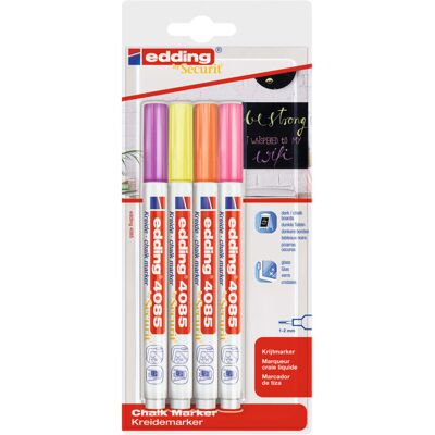 Edding, markery kredowe 4085, kolorowe, 4 szt. Edding, markery kredowe 4085, kolorowe, 4 szt.