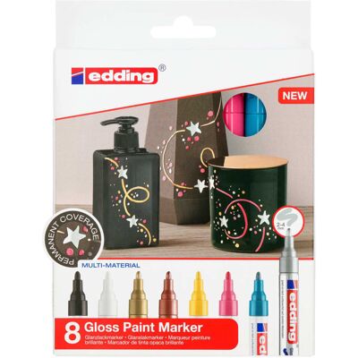 Edding, połyskujące markery olejowe 750, kolorowe, 8 szt. Edding, połyskujące markery olejowe 750, kolorowe, 8 szt.