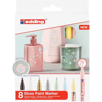Edding, połyskujące markery olejowe 751, kolorowe, 8 szt. Edding, połyskujące markery olejowe 751, kolorowe, 8 szt.
