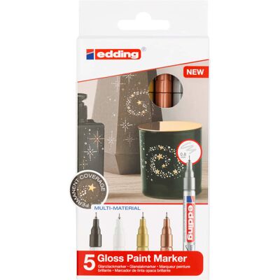 Edding, połyskujące markery olejowe 780, kolorowe, 5 szt. Edding, połyskujące markery olejowe 780, kolorowe, 5 szt.
