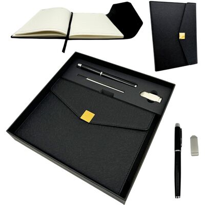 GiftDeco Elegancki Zestaw Prezentowy - Skórzany Notes A6 i Długopis w Pudełku GiftDeco Elegancki Zestaw Prezentowy - Skórzany Notes A6 i Długopis w Pudełku