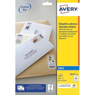 Etykiety adresowe samoprzylepne Avery White, 63,5 x 33,9 mm, 10 arkuszy Etykiety adresowe samoprzylepne Avery White, 63,5 x 33,9 mm, 10 arkuszy