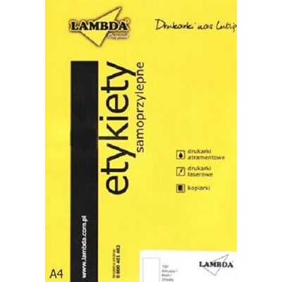 Lambda Etykiety samoprzylepne 105x70 mm, A4, 800 szt. Lambda Etykiety samoprzylepne 105x70 mm, A4, 800 szt.