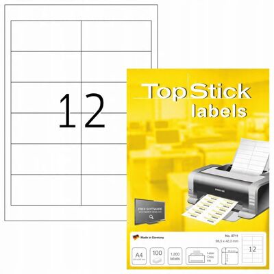 TOPSTICK Białe Etykiety Laser Inkjet 96,5x42,3mm - Etykiety TOPSTICK Białe Etykiety Laser Inkjet 96,5x42,3mm - Etykiety