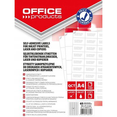 Etykiety samoprzylepne OFFICE PRODUCTS 38x21,2mm białe 100 ark Etykiety samoprzylepne OFFICE PRODUCTS 38x21,2mm białe 100 ark