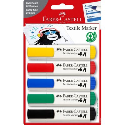 Faber-Castell, markery do tkanin, 5 szt. Faber-Castell, markery do tkanin, 5 szt.