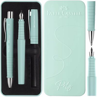 Faber-Castell, pióro wieczne i długopis automatyczny, Poly, zestaw w etui, caribic Faber-Castell, pióro wieczne i długopis automatyczny, Poly, zestaw w etui, caribic