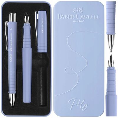 Faber-Castell, pióro wieczne i długopis automatyczny, Poly, zestaw w etui, iris Faber-Castell, pióro wieczne i długopis automatyczny, Poly, zestaw w etui, iris