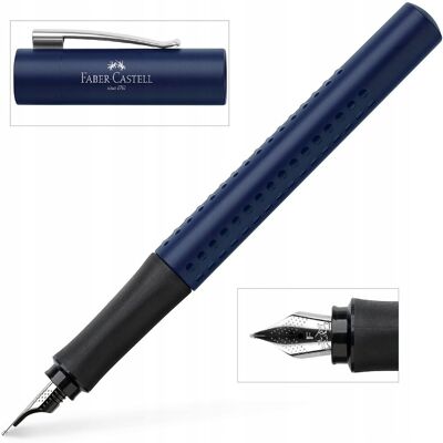 FABER-CASTELL Pióro wieczne szkolne na naboje Grip GRANATOWE stalówka F FABER-CASTELL Pióro wieczne szkolne na naboje Grip GRANATOWE stalówka F