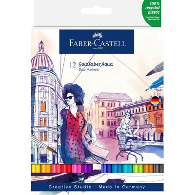 Faber-Castell, Pisak akwarelowy GOLDFABER AQUA DWUSTRONNY, zestaw 12 kol. Faber-Castell, Pisak akwarelowy GOLDFABER AQUA DWUSTRONNY, zestaw 12 kol.
