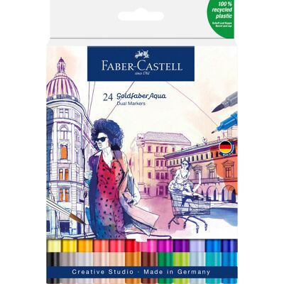 Faber-Castell, Pisak akwarelowy GOLDFABER AQUA dwustronny, zestaw 24 kol. Faber-Castell, Pisak akwarelowy GOLDFABER AQUA dwustronny, zestaw 24 kol.