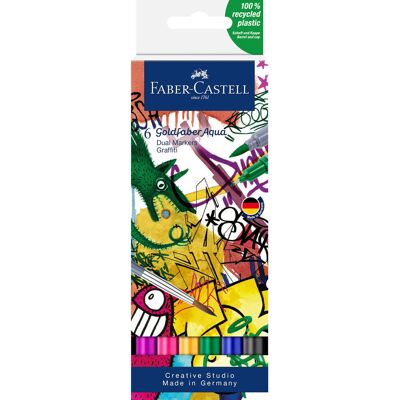 Faber-Castell, Pisak akwarelowy GOLDFABER AQUA dwustronny, zestaw GRAFFITI 6 szt. Faber-Castell, Pisak akwarelowy GOLDFABER AQUA dwustronny, zestaw GRAFFITI 6 szt.