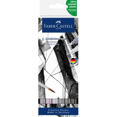 Faber-Castell, Pisak akwarelowy GOLDFABER AQUA dwustronny, zestaw SHADES OF GREY 6 szt. Faber-Castell, Pisak akwarelowy GOLDFABER AQUA dwustronny, zestaw SHADES OF GREY 6 szt.