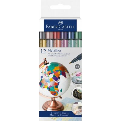 Faber-Castell Pisaki Markery Metaliczne 12 Kolorów Faber-Castell Pisaki Markery Metaliczne 12 Kolorów