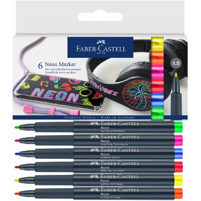 Faber-Castell Pisaki Markery Neonowe 6 Kolorów Faber-Castell Pisaki Markery Neonowe 6 Kolorów
