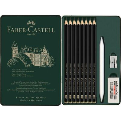 Faber-Castell, zestaw ołówków, Pitt, Graphite Matt, 8 szt. + akcesoria Faber-Castell, zestaw ołówków, Pitt, Graphite Matt, 8 szt. + akcesoria