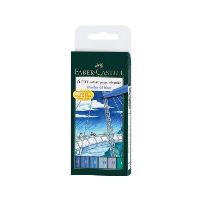 Faber-Castell, zestaw pisaków brush, Pitt Artist Pen, Shades of blue, 6 szt. Faber-Castell, zestaw pisaków brush, Pitt Artist Pen, Shades of blue, 6 szt.