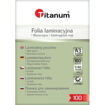 Folia Do Laminowania A3 100 Szt 80 Mic Titanum Folia Do Laminowania A3 100 Szt 80 Mic Titanum