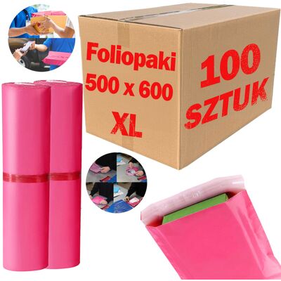 PAKO Foliopaki Kurierskie Różowe Xl 500x600mm - 100 Szt. PAKO Foliopaki Kurierskie Różowe Xl 500x600mm - 100 Szt.