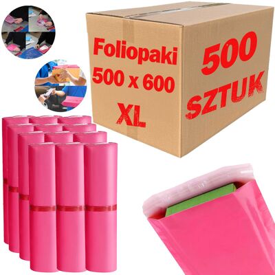 PAKO Foliopaki Kurierskie Różowe Xl 500x600mm - 500 Szt. PAKO Foliopaki Kurierskie Różowe Xl 500x600mm - 500 Szt.