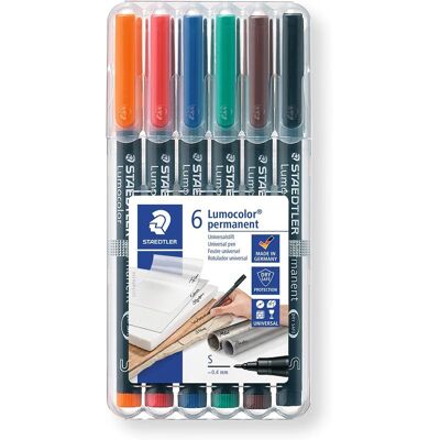 Foliopisy kolorowe 6 szt permanentne S Lumocolor Staedtler Foliopisy kolorowe 6 szt permanentne S Lumocolor Staedtler
