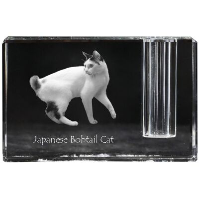 Japoński bobtail - stojak na długopis, kryształowy organizer ze zdjęciem kota, unikatowa ozdoba biurka marki Art-Dog Japoński bobtail - stojak na długopis, kryształowy organizer ze zdjęciem kota, unikatowa ozdoba biurka marki Art-Dog