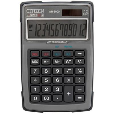 kalkulator wodoodporny citizen wr-3000, 152x105mm, szary kalkulator wodoodporny citizen wr-3000, 152x105mm, szary