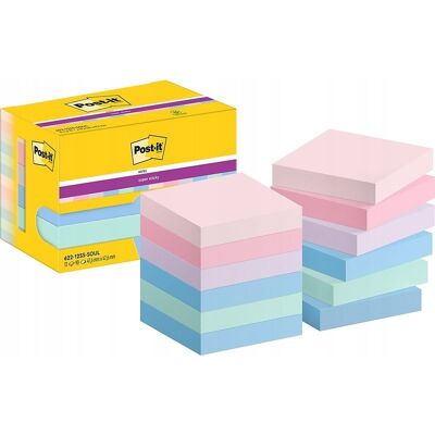 3M Karteczki Post-It Super Sticky 47.6x47.6mm (622-12ss-Soul) Pastelowe (12x90 3M Karteczki Post-It Super Sticky 47.6x47.6mm (622-12ss-Soul) Pastelowe (12x90
