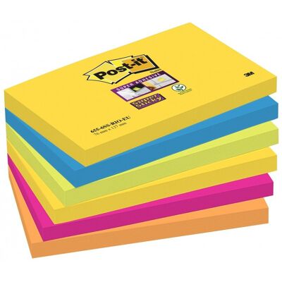 3M Karteczki post-it super sticky 76 x 127 mm 655-6ss-rio mix kolorów (6 x 90) 3M Karteczki post-it super sticky 76 x 127 mm 655-6ss-rio mix kolorów (6 x 90)