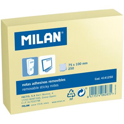 Milan Polska Karteczki Samoprzylepne Żółte Milan, 100 X 75mm, 250 Szt. Milan Polska Karteczki Samoprzylepne Żółte Milan, 100 X 75mm, 250 Szt.