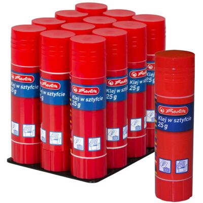 Klej w sztyfcie 25g szkolny biurowy mocny transparent zmywal HERLITZ 12szt Klej w sztyfcie 25g szkolny biurowy mocny transparent zmywal HERLITZ 12szt