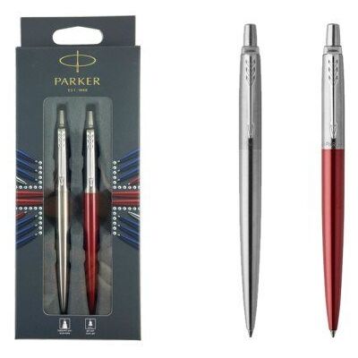 Komplet Parker JOTTER Długopis srebrny + czerwony Parker Komplet Parker JOTTER Długopis srebrny + czerwony Parker