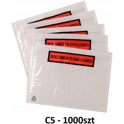 Neopak KOPERTY KURIERSKIE KANGURKI PRZYLGI C5 Documents Enclosed, 1000 sztuk Neopak KOPERTY KURIERSKIE KANGURKI PRZYLGI C5 Documents Enclosed, 1000 sztuk