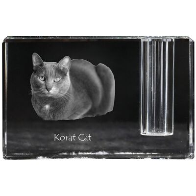 Korat - stojak na długopis, kryształowy organizer ze zdjęciem kota, unikatowa ozdoba biurka marki Art-Dog Korat - stojak na długopis, kryształowy organizer ze zdjęciem kota, unikatowa ozdoba biurka marki Art-Dog