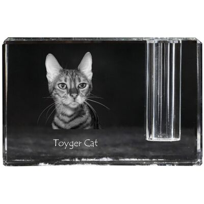 Kot toyger - stojak na długopis, kryształowy organizer ze zdjęciem kota, unikatowa ozdoba biurka marki Art-Dog Kot toyger - stojak na długopis, kryształowy organizer ze zdjęciem kota, unikatowa ozdoba biurka marki Art-Dog