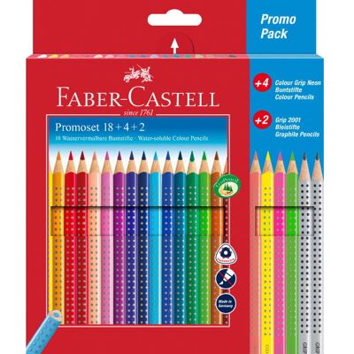 KREDKI GRIP 2001 18 KOL.+4 KOL. NEONOWE+2 OŁÓWKI FABER-CASTELL KREDKI GRIP 2001 18 KOL.+4 KOL. NEONOWE+2 OŁÓWKI FABER-CASTELL