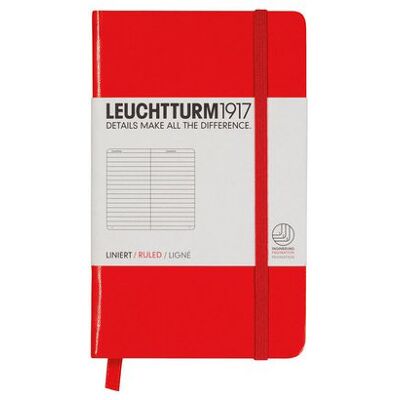 Leuchtturm, Notes Pocket, 185 stron, linia, czerwony Leuchtturm, Notes Pocket, 185 stron, linia, czerwony
