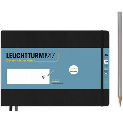 Leuchtturm1917, Szkicownik Poziomy Medium, A5, Czarny Leuchtturm1917, Szkicownik Poziomy Medium, A5, Czarny