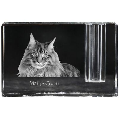 Maine Coon - stojak na długopis, kryształowy organizer ze zdjęciem kota, unikatowa ozdoba biurka marki Art-Dog Maine Coon - stojak na długopis, kryształowy organizer ze zdjęciem kota, unikatowa ozdoba biurka marki Art-Dog