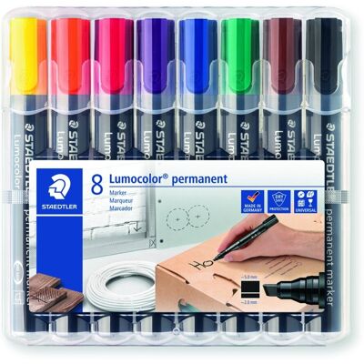 GDD Grupa Dystrybucyjna Daccar Marker Lumocolor, wodoodporny, ścięty, 8 kol. w etui box, Staedtler GDD Grupa Dystrybucyjna Daccar Marker Lumocolor, wodoodporny, ścięty, 8 kol. w etui box, Staedtler
